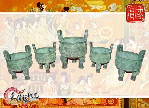銅鼎，銅五鼎，中國鼎，佛像用鼎
